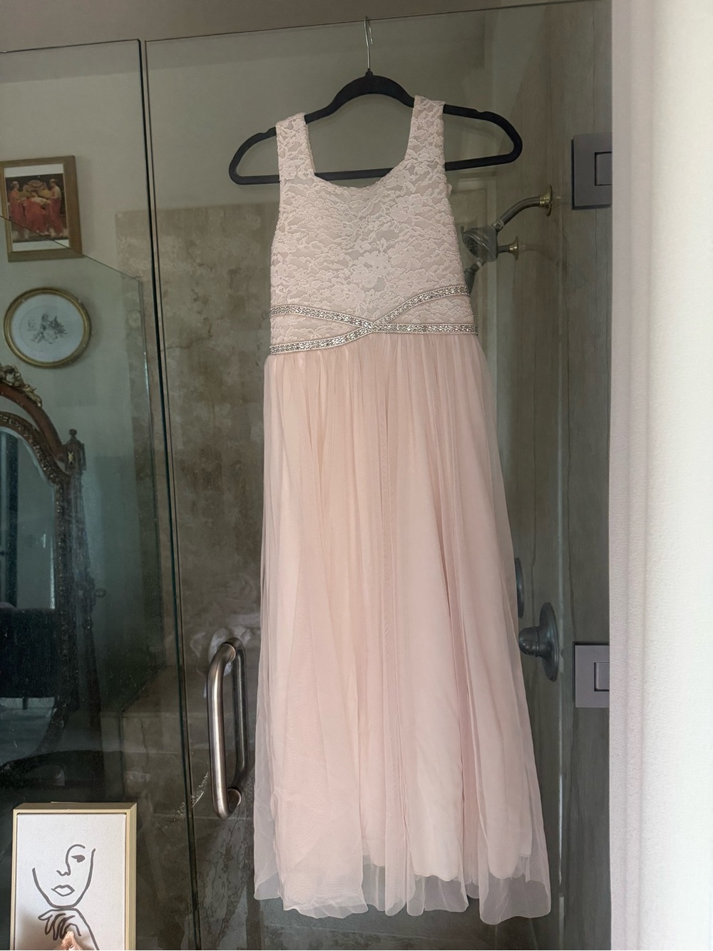 Xtraordinary Blush Lace Tulle Dress with Beaded Waistband another as a gifts 💝